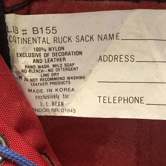 Vintage LL Bean Continental Rucksack Red Backpack Hiking Camping 90s #B155 - Picture 12 of 13